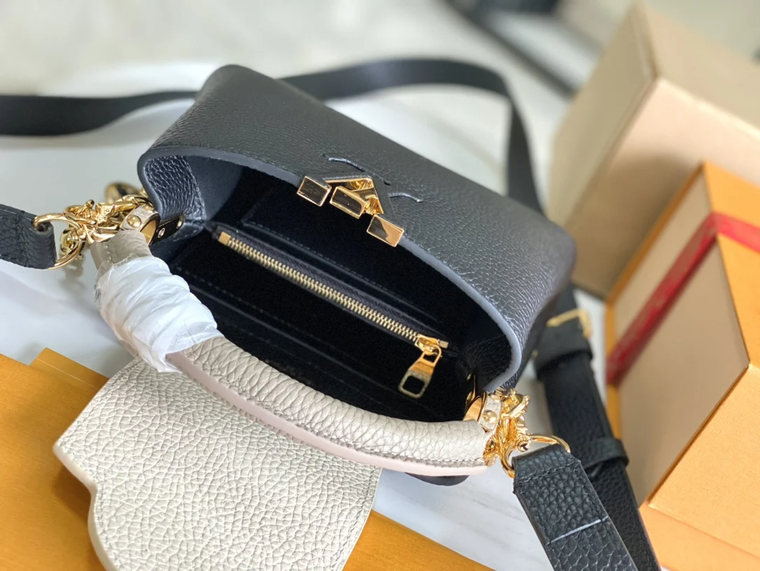 LVM25386 黑色花卉三拼手袋 斜挎包 - 细节图 9