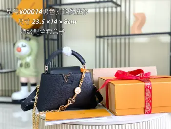 <p> 163 芯片  特级精品原厂皮 K00014 全新尺寸 本款 Capucines 全新尺寸手袋展现柔婉之美 Taurillon 皮革包身搭配浅色翻盖和顶部手柄 珐琅 Monogram 花卉链条亦可成就肩背体验 系上纤细皮革肩带 探索更多造型可能 </p><p>详细特征</p><p>23.5x 14 x 8 厘米</p><p>(长度 x 高 x 宽)</p>