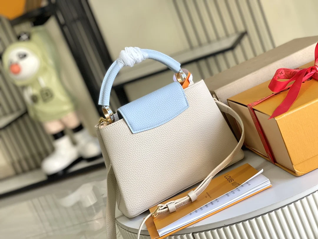 LVM23950 蓝白相间色金扣手袋 斜挎包 - 细节图 4