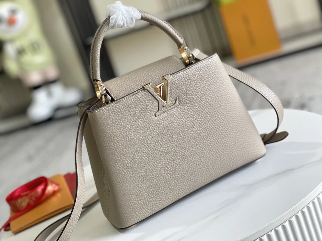 LVM94517 特级精品大象灰金扣手袋 斜挎包 - 细节图 2