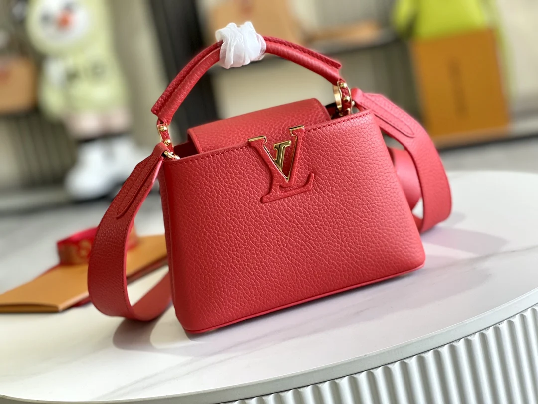 LVM55985 特级精品红色金扣手袋 斜挎包 - 细节图 2