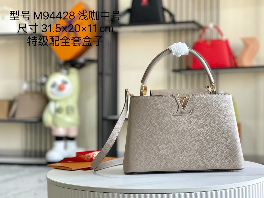 LVM94428 特级精品大象灰金扣手袋 斜挎包 - 细节图 1