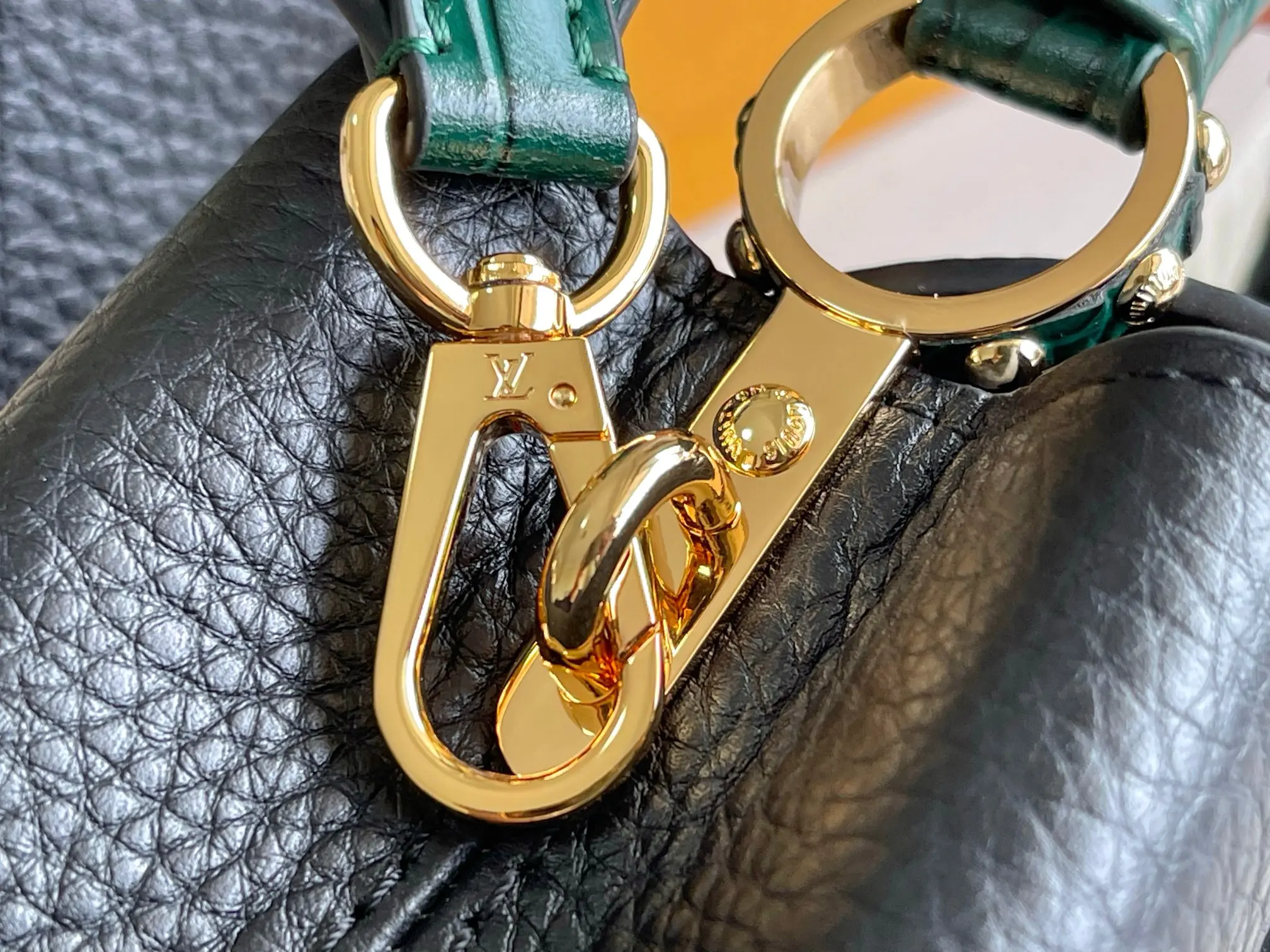 LVM91697 黑色鳄鱼纹金扣手袋 斜挎包 - 细节图 7