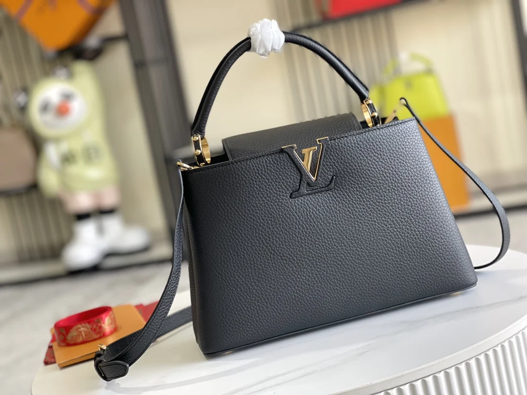 LVM42259 特级精品黑色金扣手袋 斜挎包 - 细节图 2