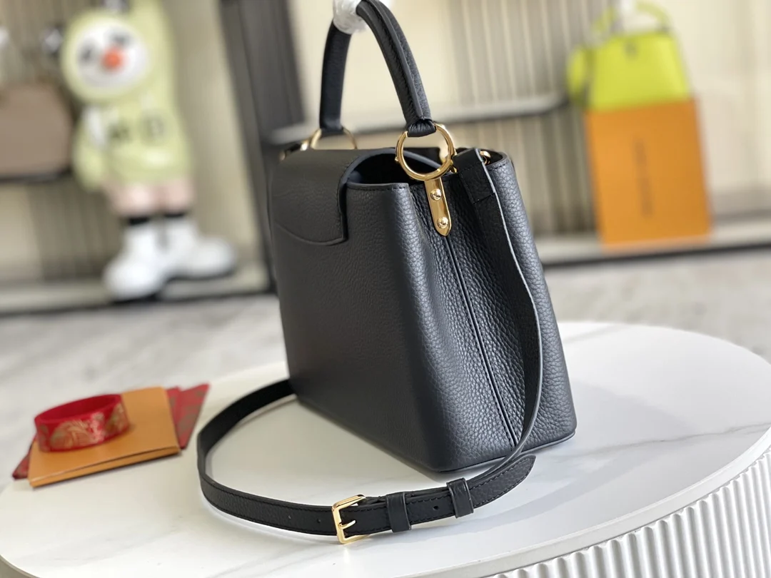 LVM42259 特级精品黑色金扣手袋 斜挎包 - 细节图 3