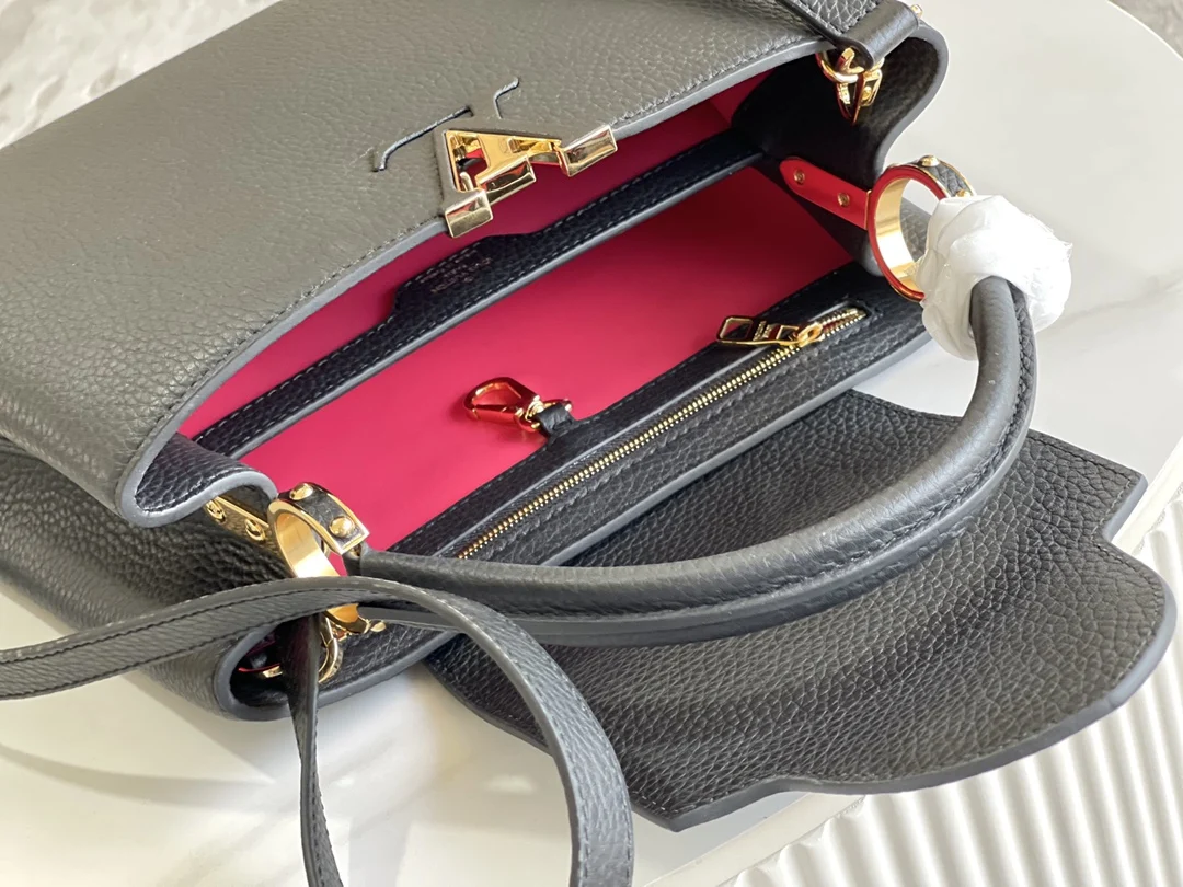 LVM42259 特级精品黑色金扣手袋 斜挎包 - 细节图 9