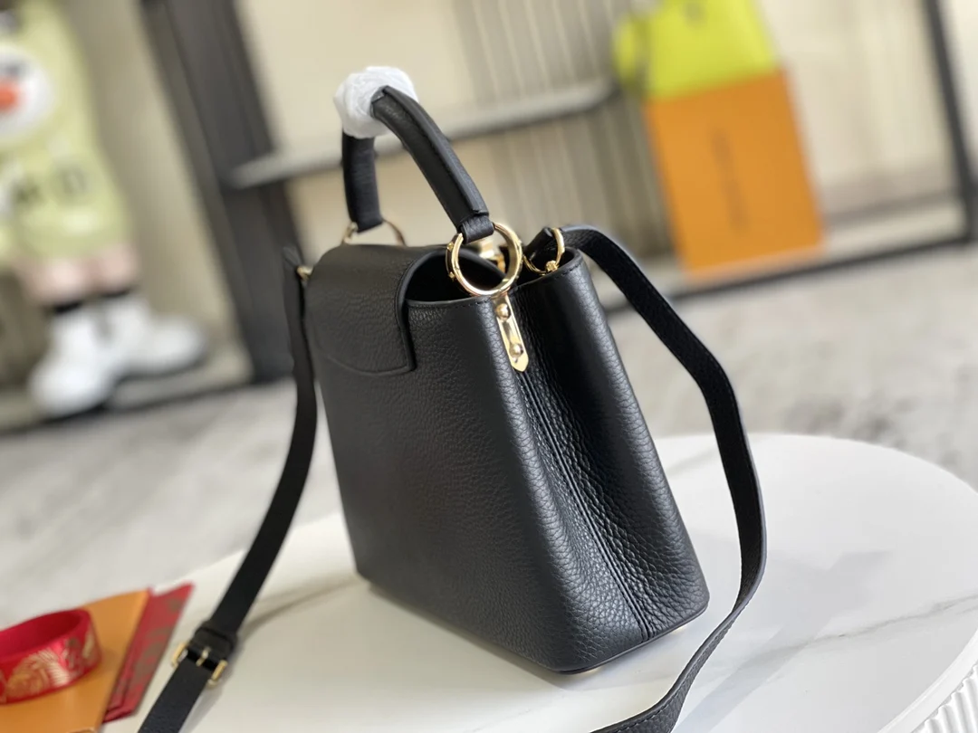 LVM94517 特级精品黑色金扣手袋 斜挎包 - 细节图 3