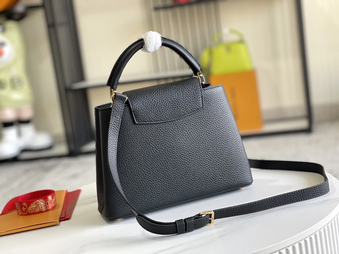 LVM94517 特级精品黑色金扣手袋 斜挎包 - 细节图 4