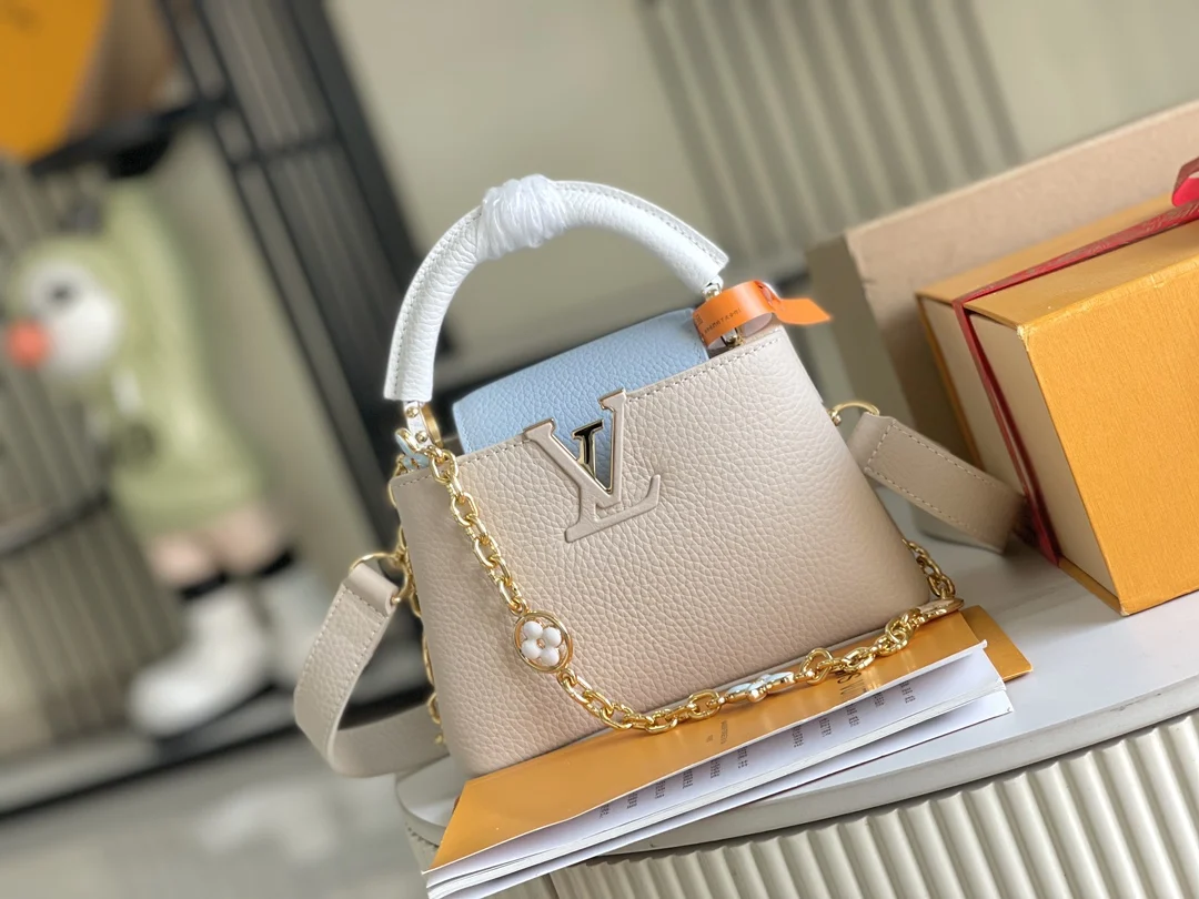 LVM23950 奶白拼蓝贝壳扣迷你手袋 斜挎包 - 细节图 2