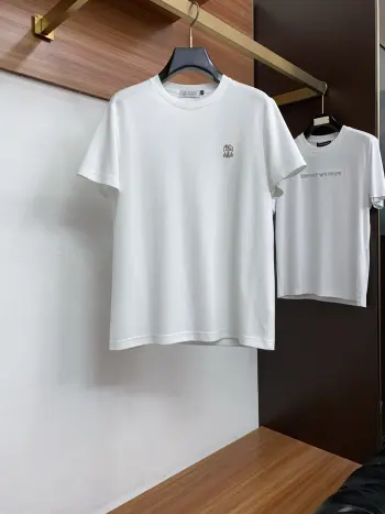 新工艺logo纯棉质立体刺绣圆领男士短袖T恤