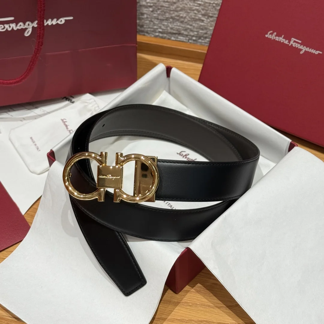 Ferragamo High-end custom men s double-sided imported cowhide belt - Detail view 1
