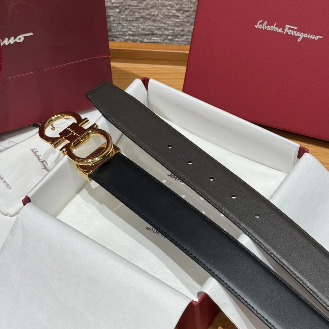 Ferragamo High-end custom men s double-sided imported cowhide belt - Detail view 5