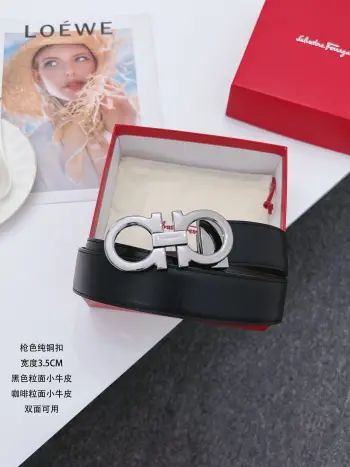 <p> Ferragamo.菲拉格慕</p><p>全套包装 支持NFC扫码 宽度3.5cm 高级定制款男士皮带 双面进口牛皮 可双面使用 自行选择搭配 真材实料 很有质感 时尚经典不失风范 搭配精品尾夹扣 长短可自行裁剪</p>