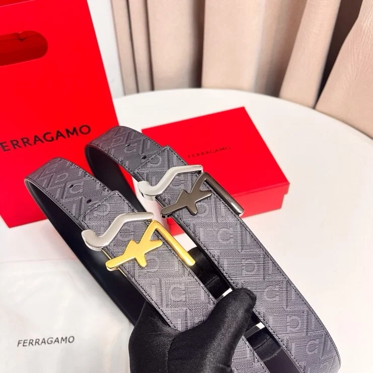 Ferragamo Double-sided imported cowhide men s genuine leather belt - Detail view 5