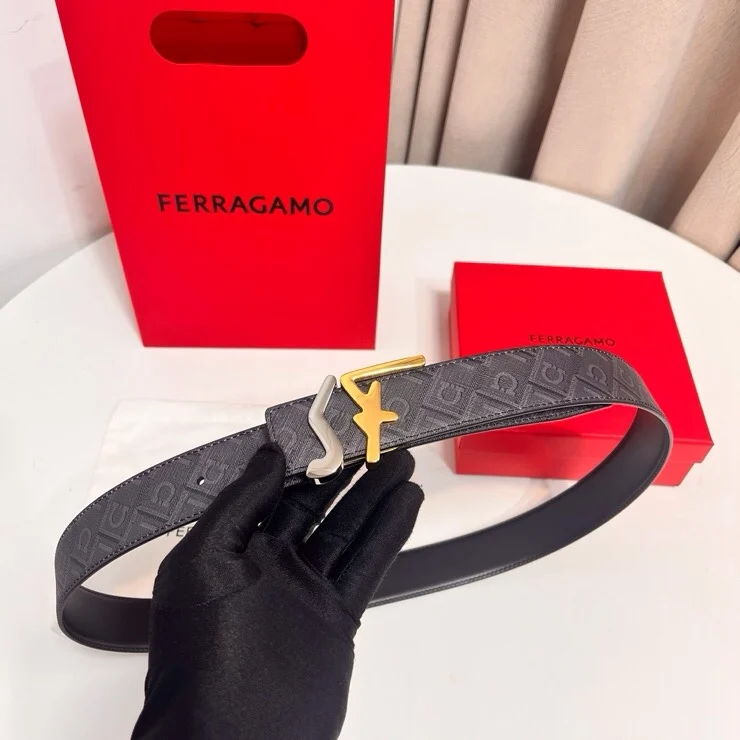 Ferragamo Double-sided imported cowhide men s genuine leather belt - Detail view 7