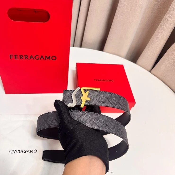 Ferragamo Double-sided imported cowhide men s genuine leather belt - Detail view 9