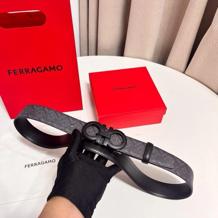 Ferragamo Double-sided imported cowhide men s genuine leather belt - Detail view 4