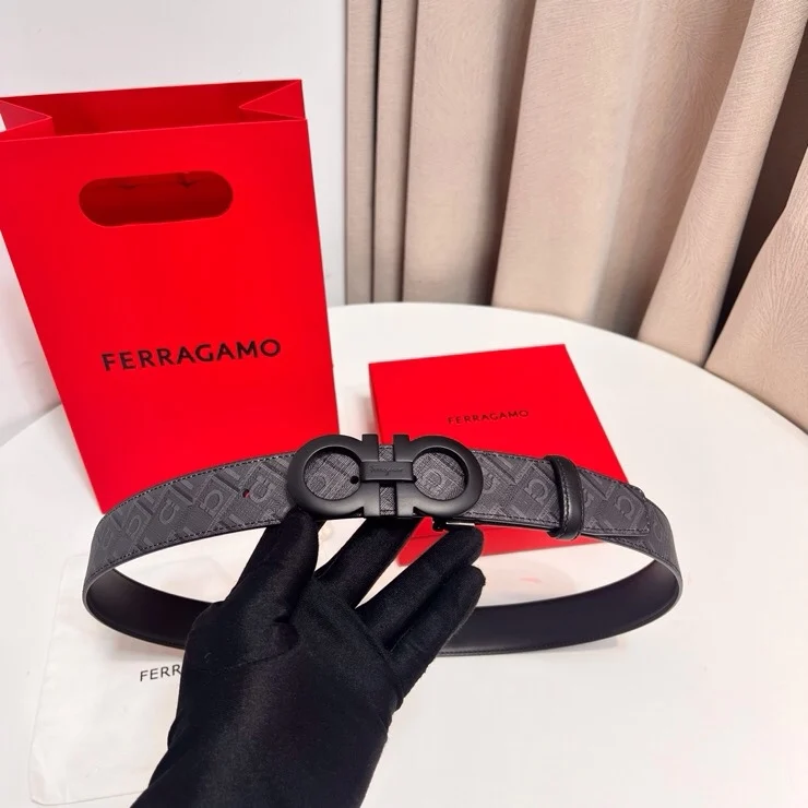 Ferragamo Double-sided imported cowhide men s genuine leather belt - Detail view 8