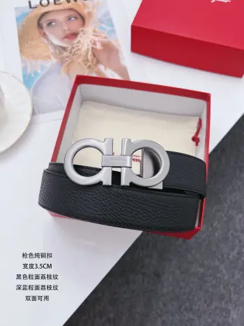 <p> Ferragamo.菲拉格慕</p><p>全套包装 支持NFC扫码 宽度3.5cm 高级定制款男士皮带 双面进口牛皮 可双面使用 自行选择搭配 真材实料 很有质感 时尚经典不失风范 搭配精品尾夹扣 长短可自行裁剪</p>