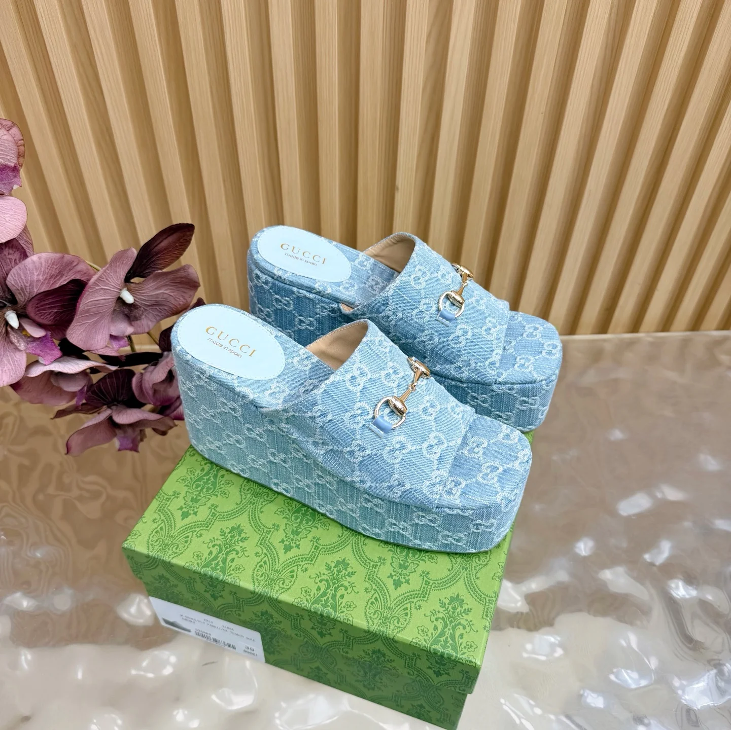 Gucci 26S Spring/Summer New Arrivals Double G Fabric Espadrille Platform Sandals