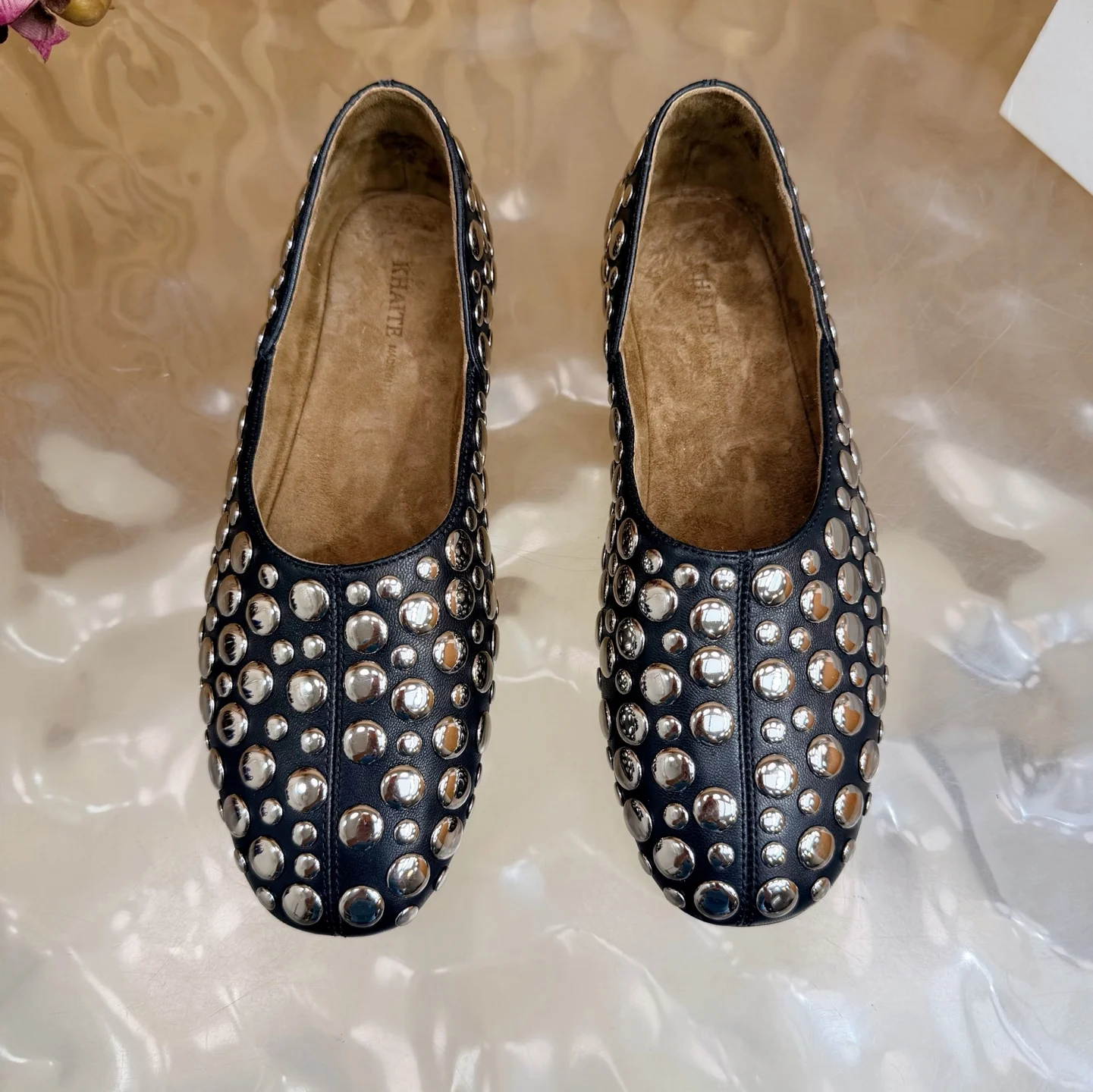Khaite Spring/Summer 2026 New Arrivals Open-Toe Full Diamond Minimalist Flat Shoes - Detail view 5