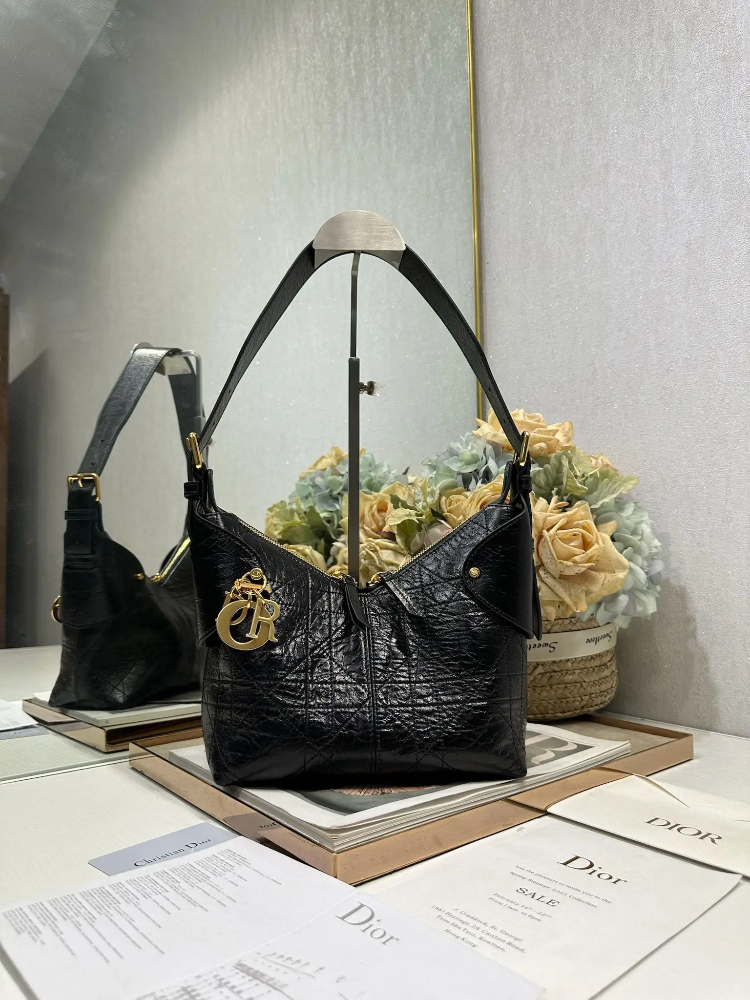 迪奥2846 早春藤格纹羊皮手袋  女士单肩包