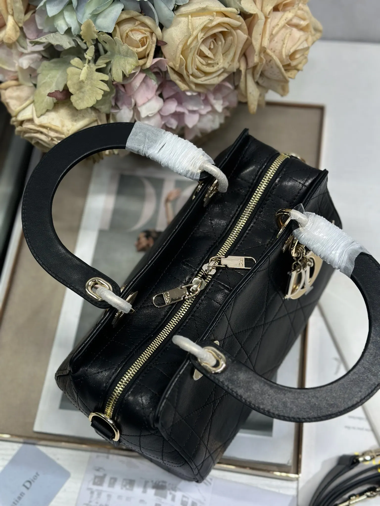 迪奥1440 早春藤格纹羊皮手袋 女士斜挎包 - 细节图 6