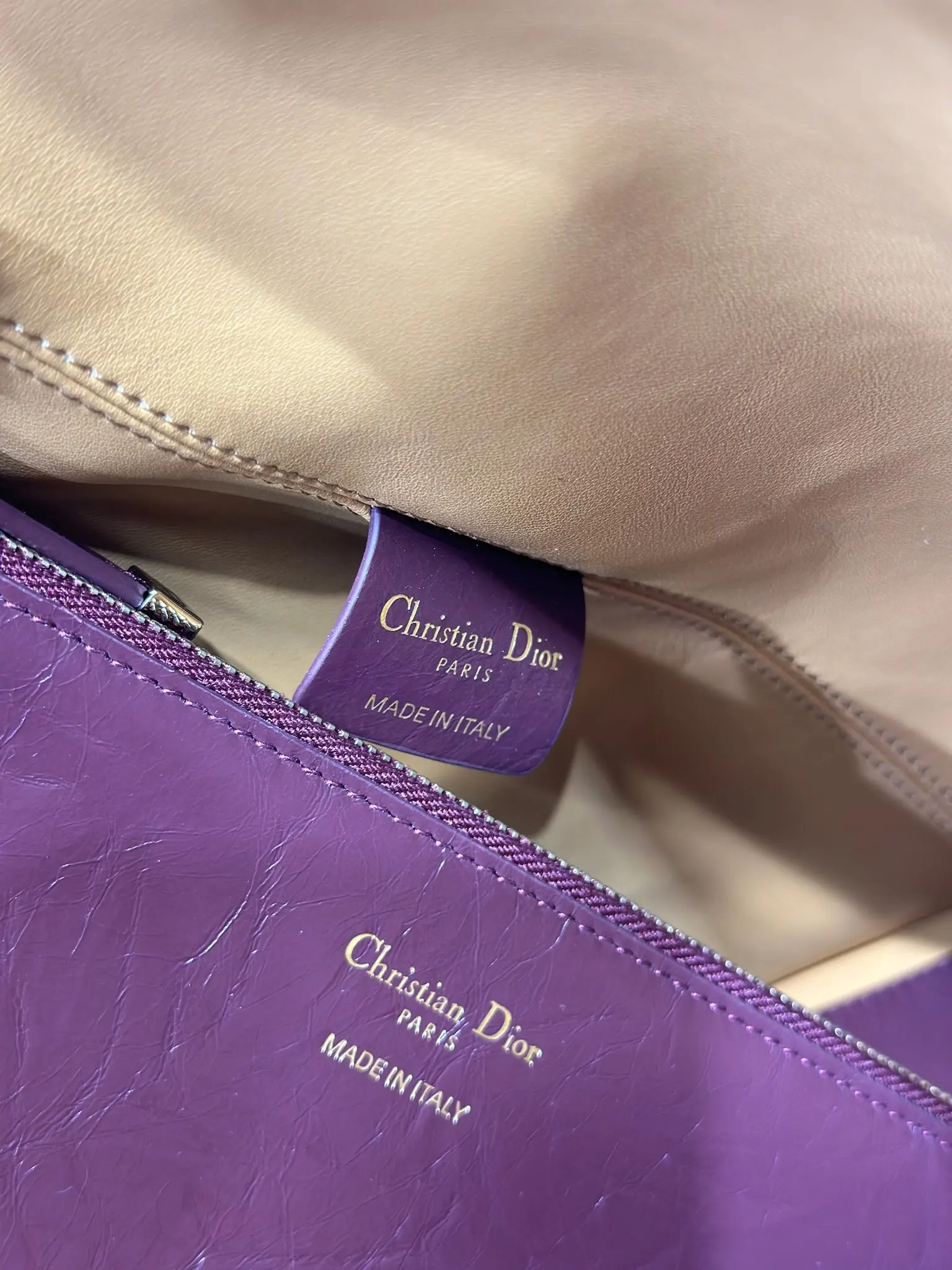 迪奥2833 褶皱牛皮手袋 女士斜挎包 - 细节图 9