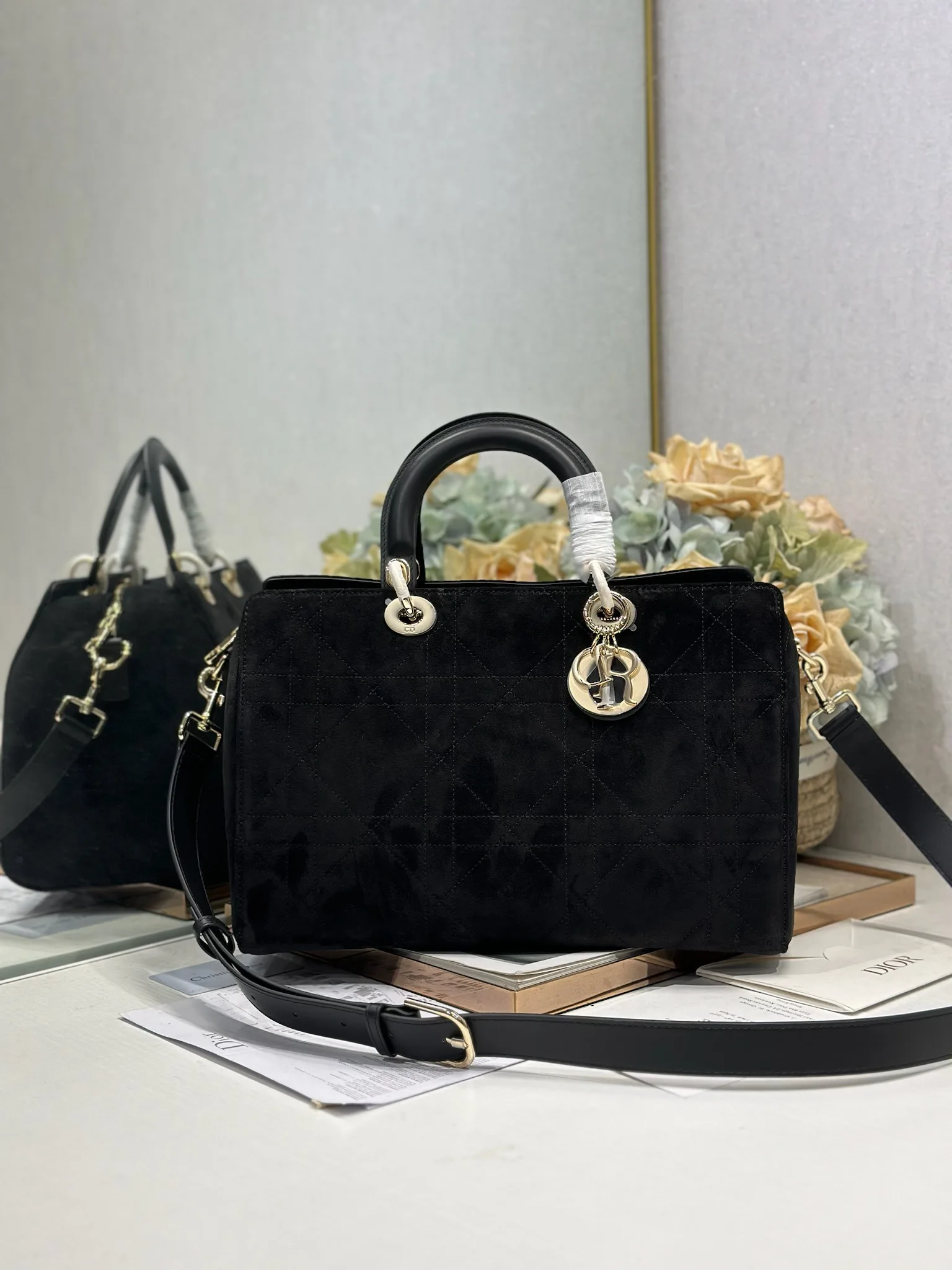迪奥1441 早春拼绒羊皮手袋 女士斜挎包 - 细节图 1