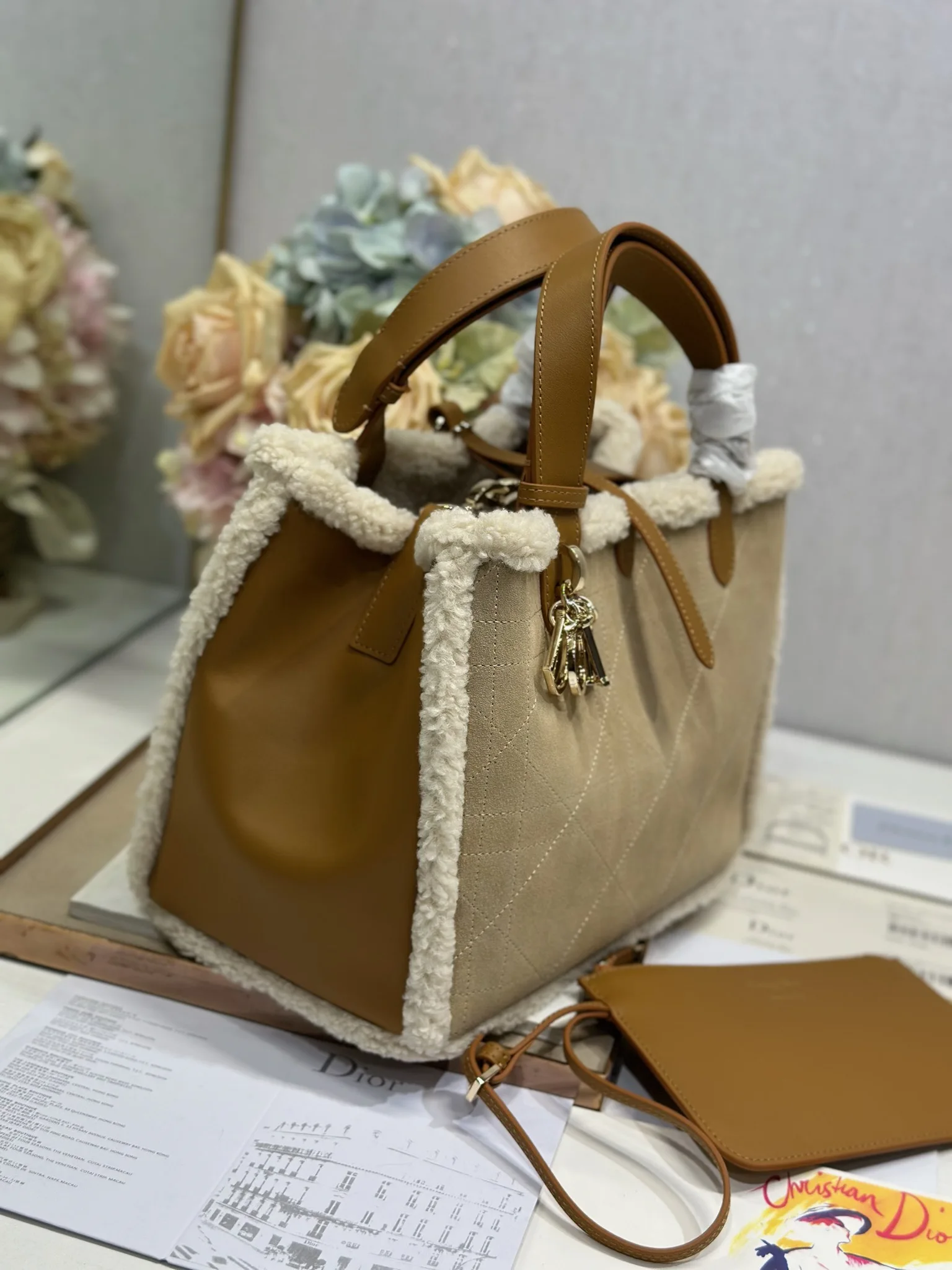 迪奥1188 牛皮革皮毛一体手袋 女士斜挎包 - 细节图 3