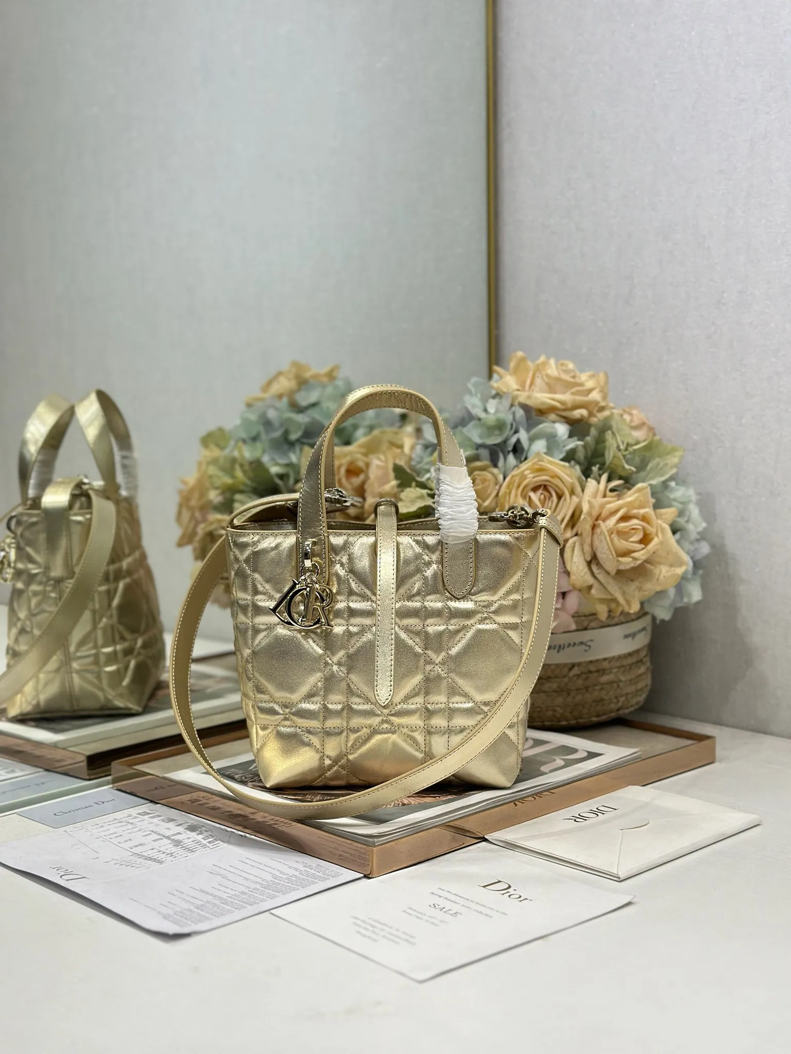迪奥2836 藤格纹竖版手袋 女士斜挎包