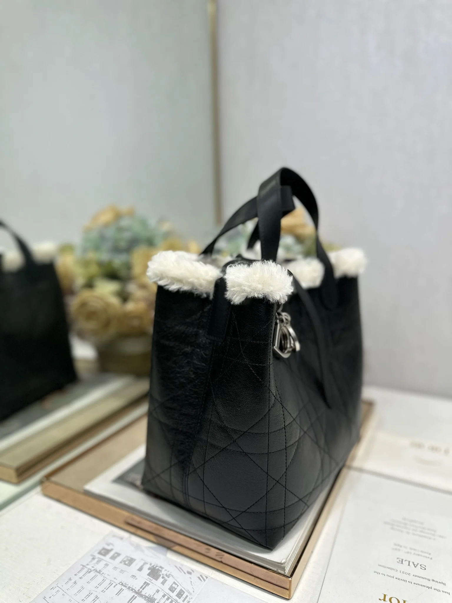 迪奥2836 藤格纹缉面线竖版手袋 女士斜挎包 - 细节图 2
