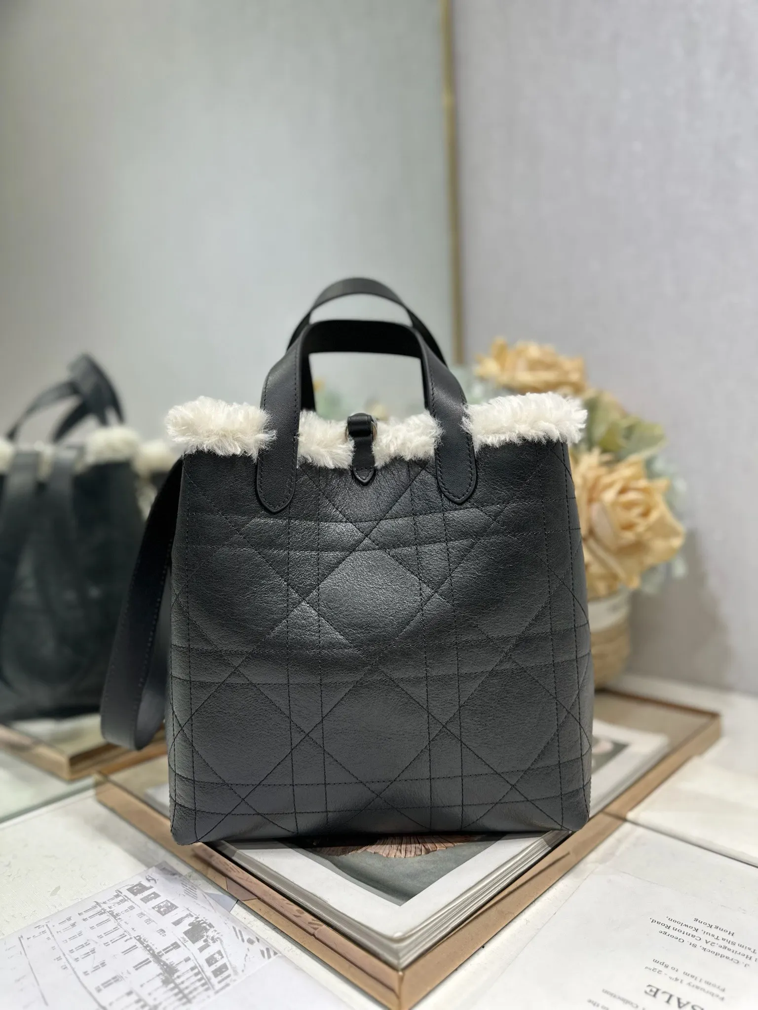迪奥2836 藤格纹缉面线竖版手袋 女士斜挎包 - 细节图 3