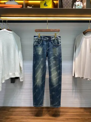 Men s Fashion Bullet Screen Logo Decorative Straight Slim Fit Jeans