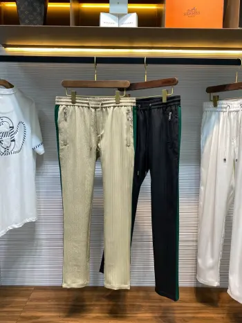 男士两侧撞色拼接立体胶印徽标直筒休闲长裤