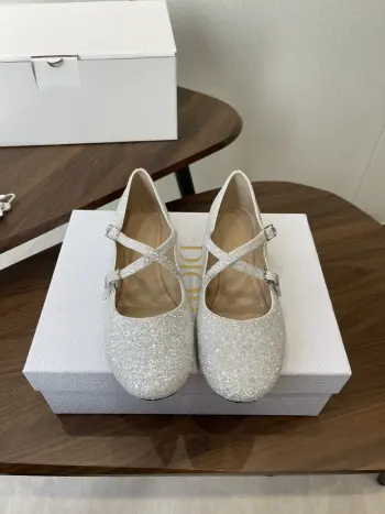 26ss Early Spring New Cross Strap Glitter Flat Mary Jane Shoes