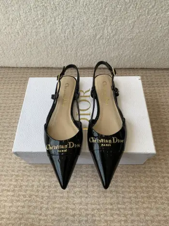 25ss Spring/Summer New D-My Pointed Toe High Heels Flat Shoes Kitten Heel Backless Sandals
