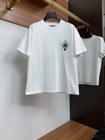新工艺logo纯棉质微阔版圆领男士短袖T恤