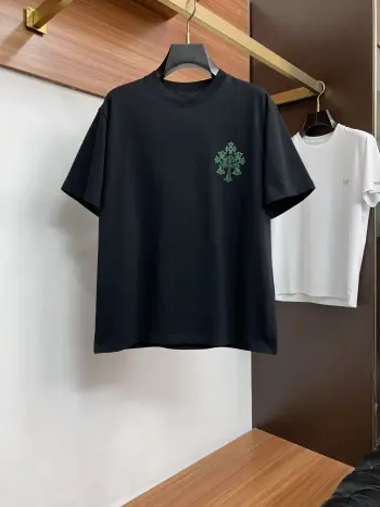 新工艺logo纯棉质微阔版圆领男士短袖T恤