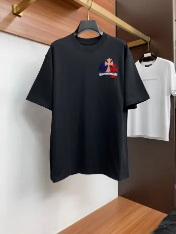 新工艺手绘logo纯棉质微阔版圆领男士短袖T恤