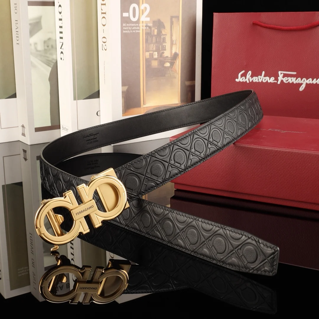 Ferragamo Men s premium steel buckle automatic belt - Detail view 2
