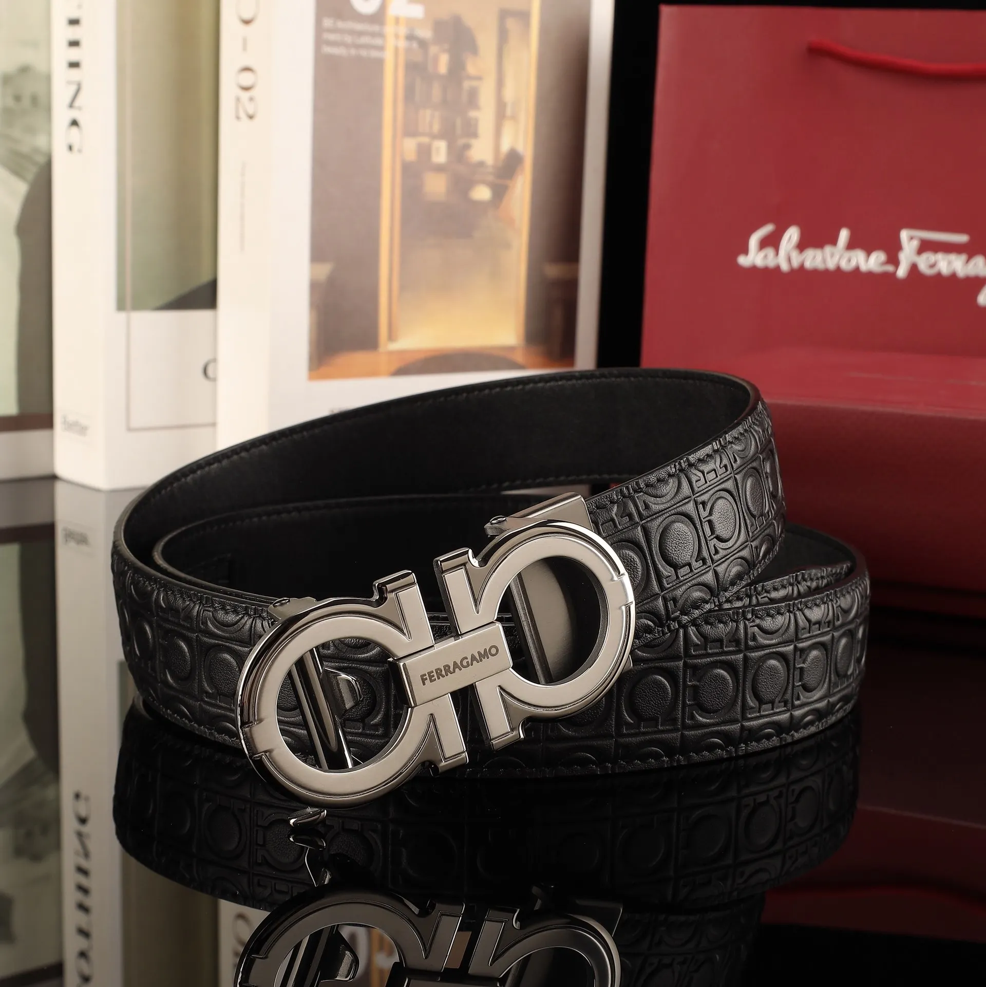 Ferragamo Men s premium steel buckle automatic belt - Detail view 8