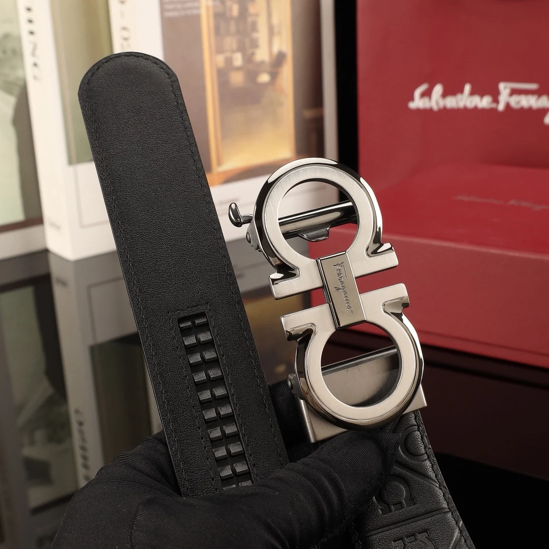 Ferragamo Men s premium steel buckle automatic belt - Detail view 6