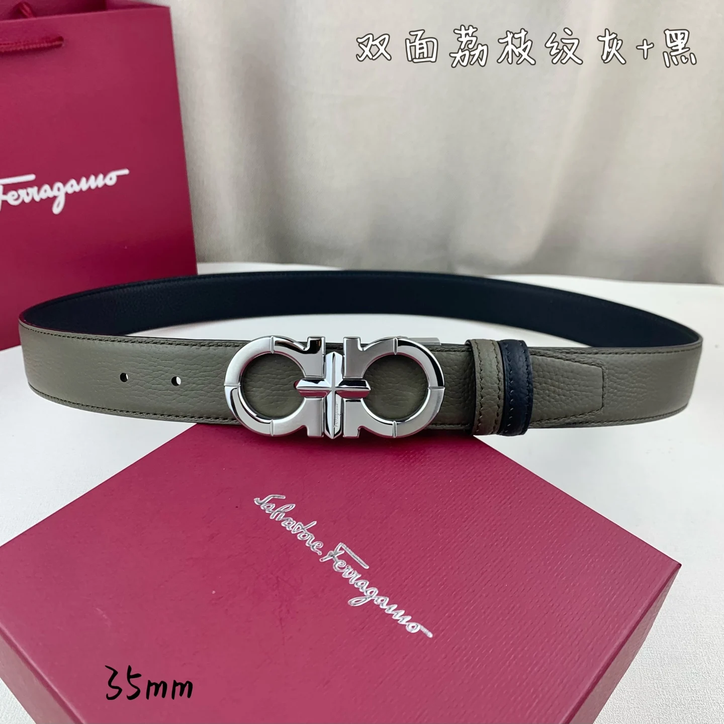 Ferragamo Men s Premium Printed Reversible Belt - Detail view 6