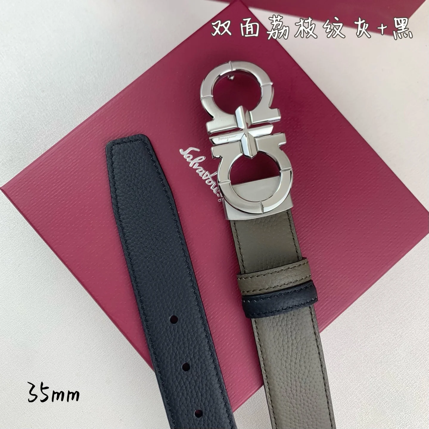 Ferragamo Men s Premium Printed Reversible Belt - Detail view 8