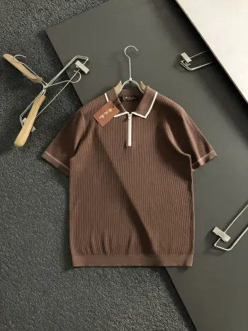 Brown color-block short sleeve
