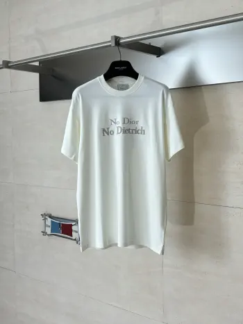 Cotton Letter Logo Embroidered Round Neck Short Sleeve T-Shirt
