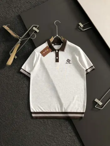 Black coffee color-block letter embroidery short sleeve