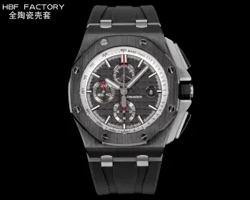 <p>太阳出品HBF  FACTORY Audemars  Piguet-爱彼  全陶瓷壳 AP 爱彼  A42 皇家橡树离岸型26402 系列44MM 腕表 秒杀市面上所有版本 封顶之作 杜绝一眼假 在原有的基础上 潜心研发 突破壁垒  打破原装封锁技术 同步原装独家计时码表 使上手最大程度贴合手腕 大大提高了佩戴的舒适 同时也杜绝一眼假的尴尬处境  1. 表壳与圈口的选料 使用进口的氧化锆 无需任何颜料 以超高的压力与超高的温度锻造 形成超高密度的彩色陶瓷  2.采用最新CNC级别的打磨技术 将整个表壳的个个角度完美处理 3.每颗六角螺丝都与表框处于同一平面上 不接受一丝一毫的凸显与凹陷 真正诠释了何为顶级复刻艺术 4.表盘以爱彼经典的大格纹为背景 层次分明的方格排列 经过完美打磨 将匠人的工艺体现的淋漓尽致 5.镜面采用双面蓝宝石镜片 表带采用氟橡胶胶带  6.机芯采用7750 改 3126的计时机芯 12 位的小秒 六点位和九点位的12小时计时与30分钟计时 完美的还原了原版的所有功能 每块手表都经过人工QC确保机芯的稳定性 真正做到无可挑剔欢迎各位 表友鉴赏   太阳出品精致