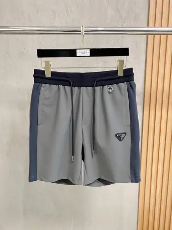 Embroidered versatile elastic waistband drawstring shorts